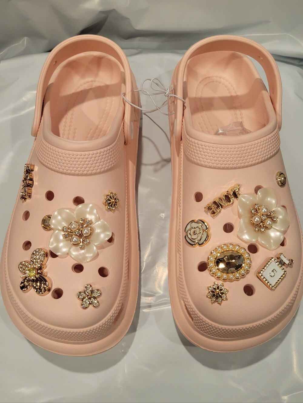 Women's Pink Floral Charm Clog Sandals